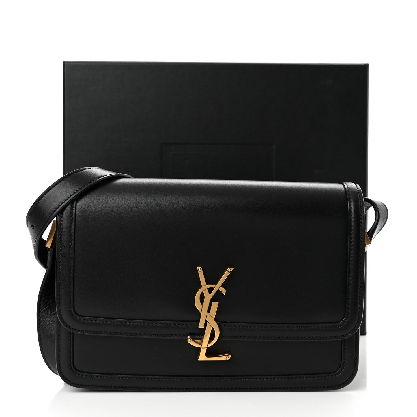 Box Calfskin Monogram Medium Solferino Satchel Black