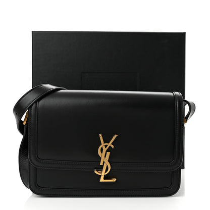 Saint Laurent Box Calfskin Monogram Medium Solferino Satchel Black 10 of 10