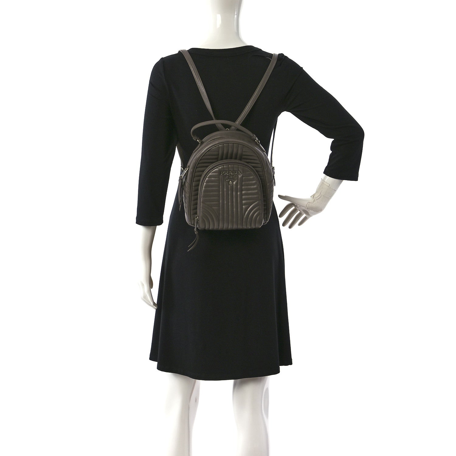 Prada Soft Calfskin Impunture Diagramme Day Backpack Bambu 3 of 8