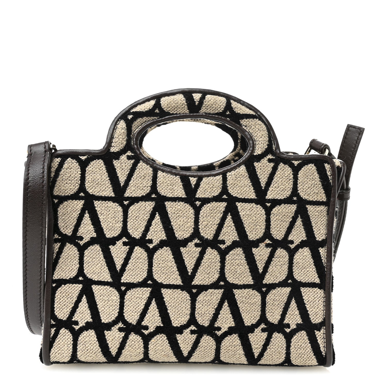 Valentino Garavani Toile Iconographe Goatskin Mini Le Troisieme Shopping Bag Naturale Black Fondant 1 of 9