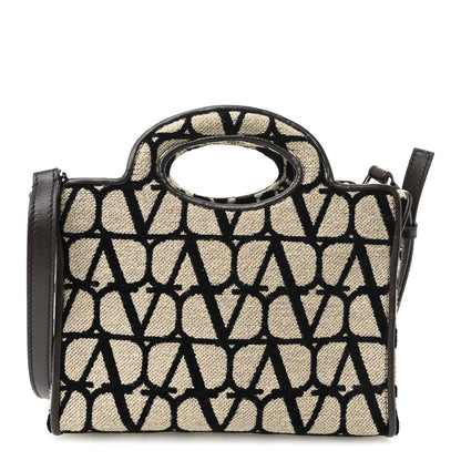 Valentino Garavani Toile Iconographe Goatskin Mini Le Troisieme Shopping Bag Naturale Black Fondant 1 of 9