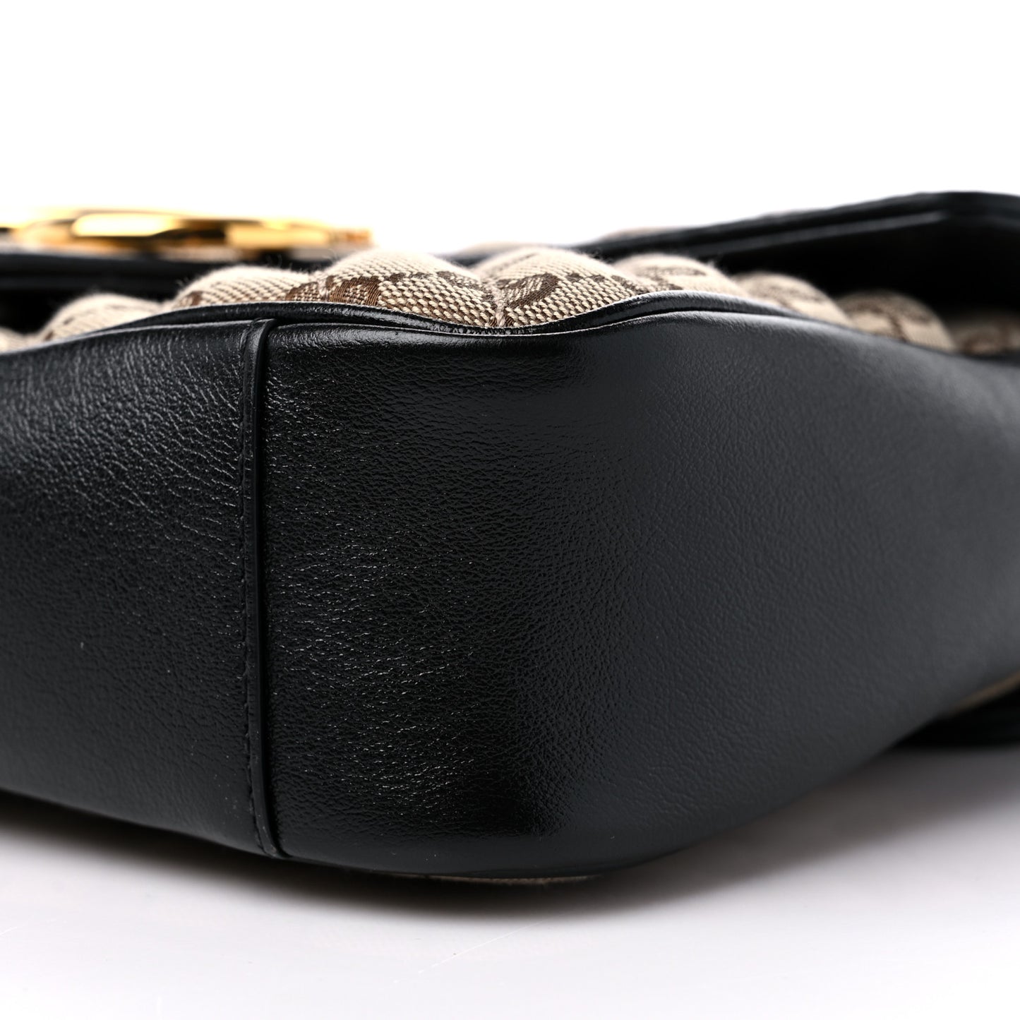 Monogram Azalea Calfskin Matelasse Diagonal Medium GG Marmont Shoulder Bag Beige Ebony Black