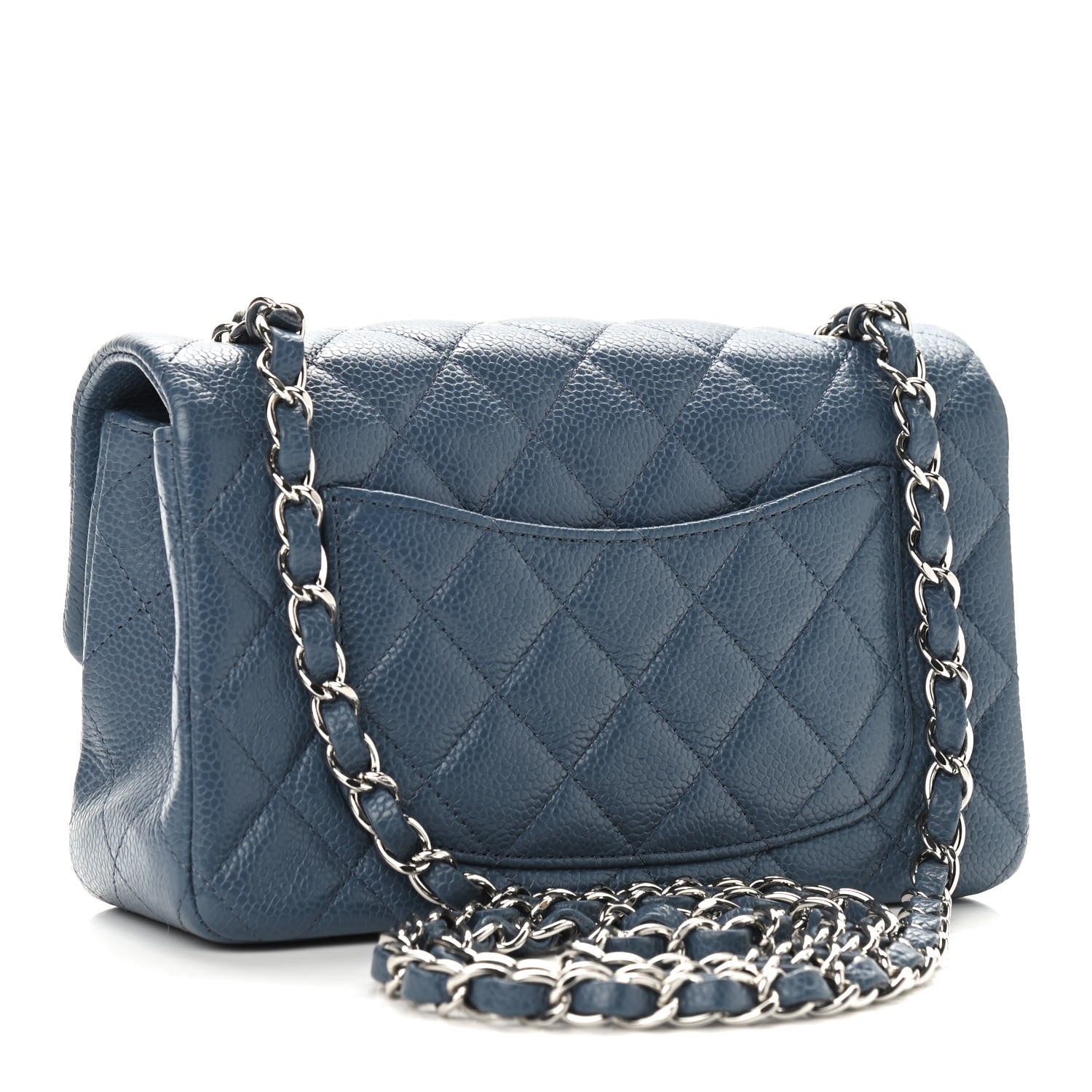 Chanel Caviar Quilted Mini Rectangular Flap Blue 3 of 9