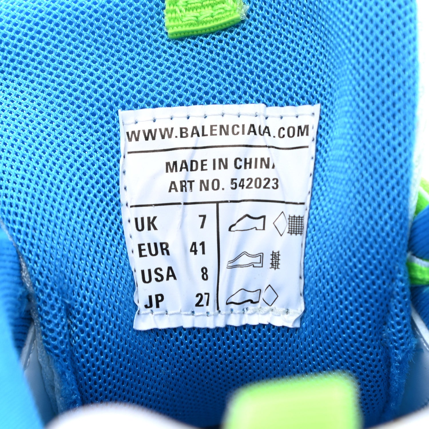 Balenciaga Mesh Nylon Mens Track Sneakers 41 White Green Blue 8 of 11