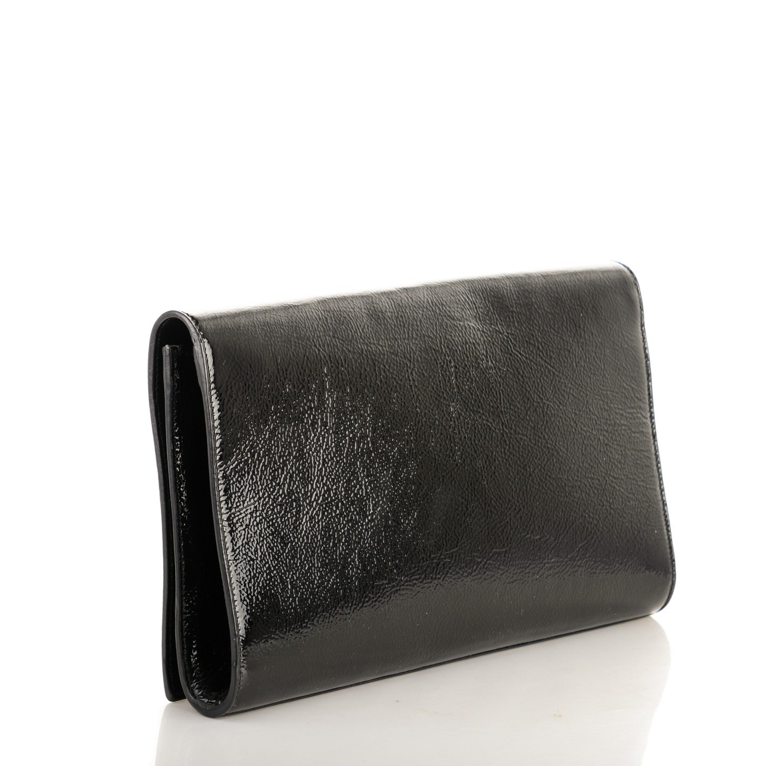 Saint Laurent Textured Patent Monogram Large Belle De Jour Clutch Black 3 of 14