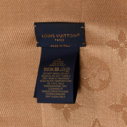 Louis Vuitton Silk Wool Monogram Shine Shawl Caramel 3 of 4