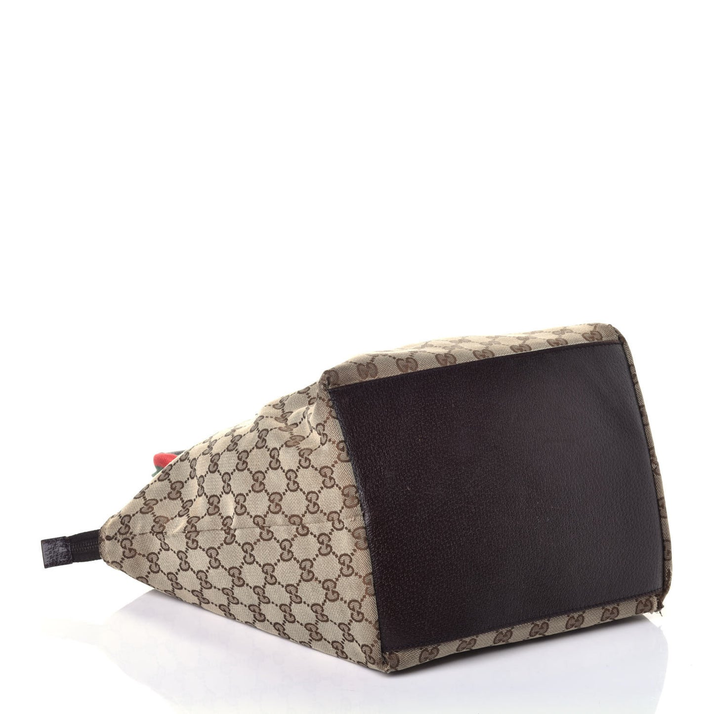 GG Monogram Medium Web Handle Bucket Tote Dark Brown