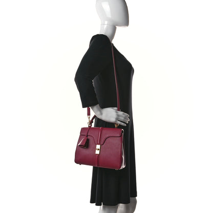 Celine Grained Calfskin Small 16 Top Handle Bag Rasberry 2 of 16