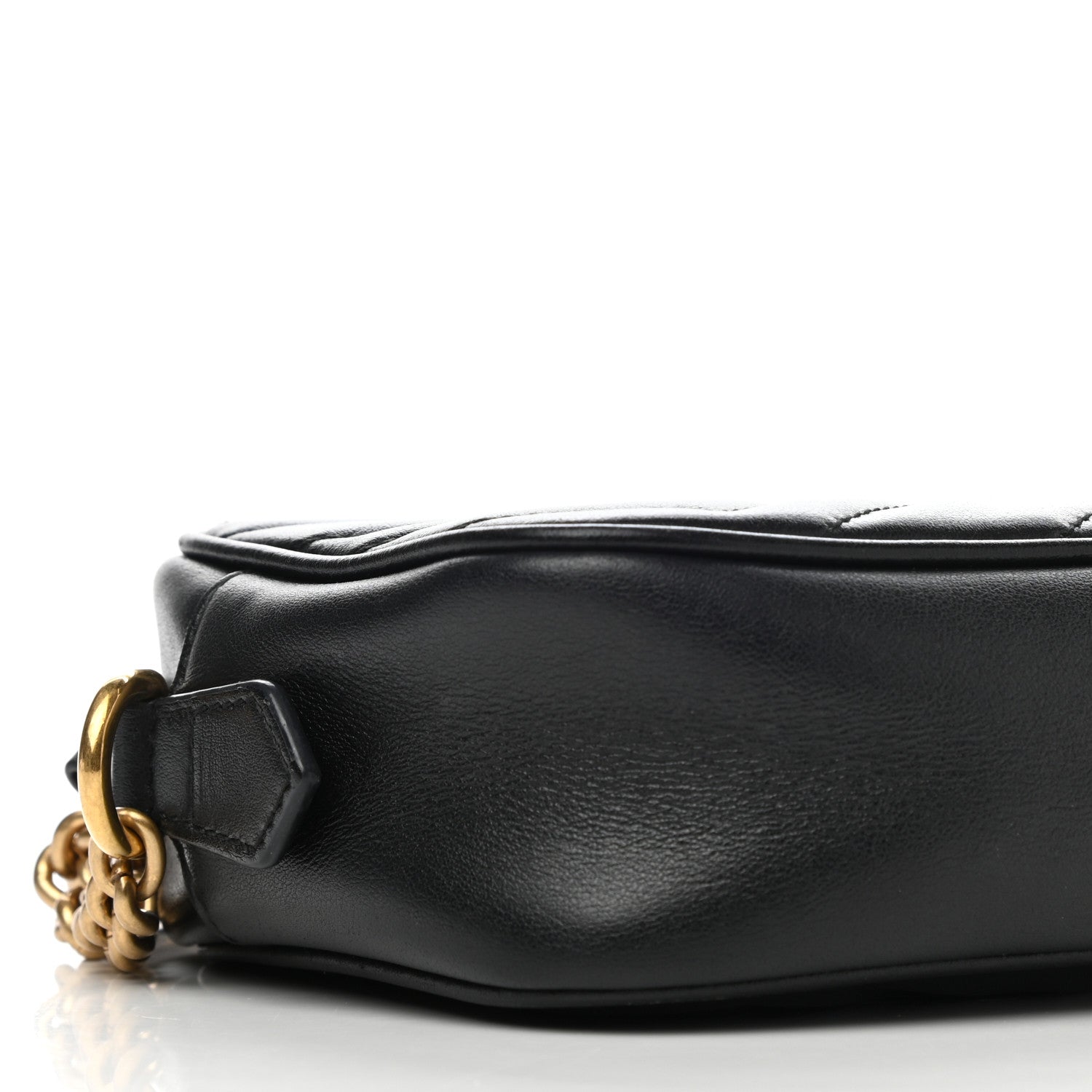 Gucci Calfskin Matelasse Mini GG Marmont Chain Shoulder Bag Black 11 of 12