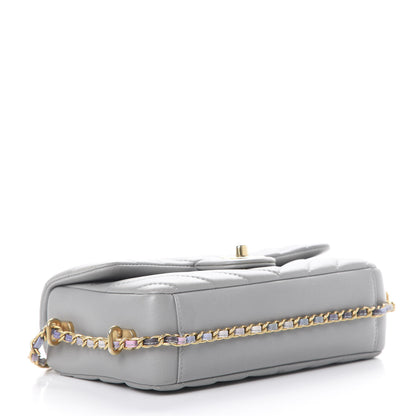 Chanel Lambskin Chevron Quilted Chain Around Mini Rectangular Flap Grey 3 of 10