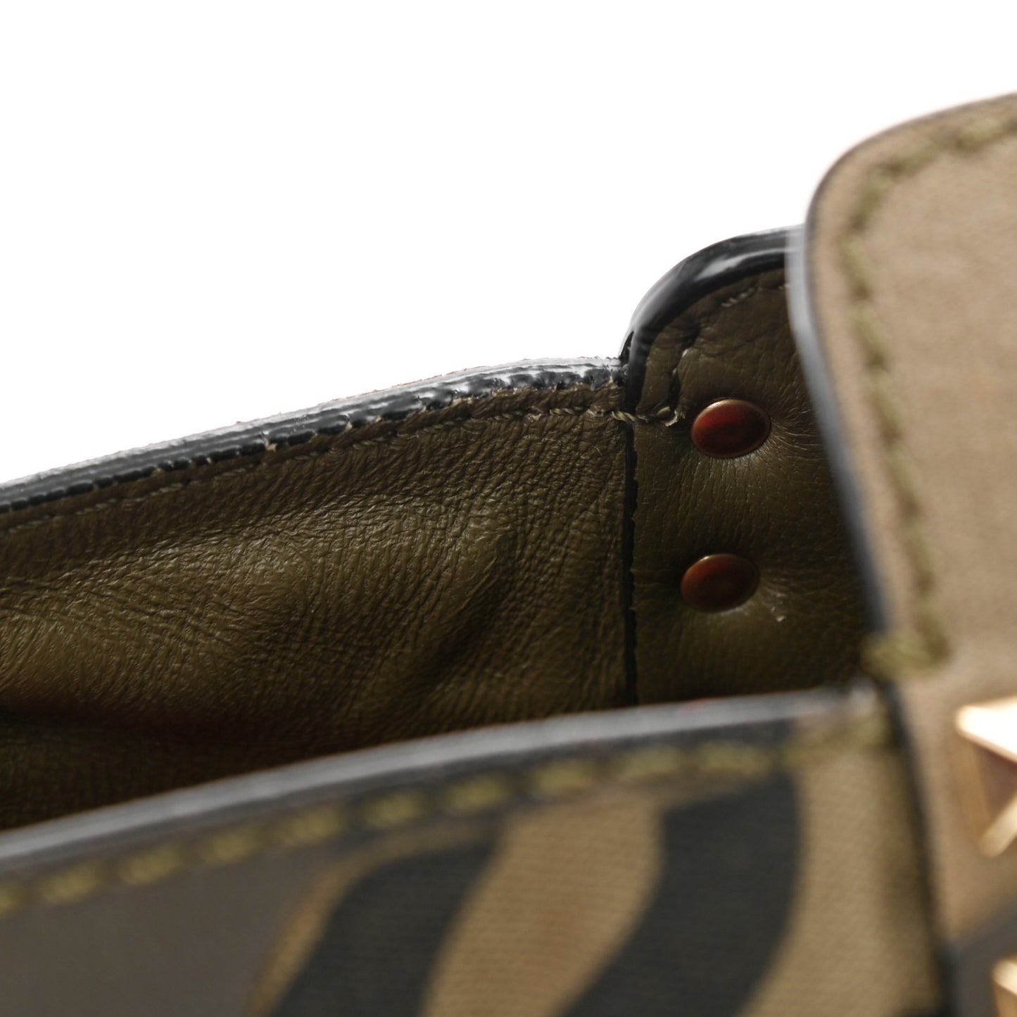 Nappa Canvas Camouflage Medium Rockstud Tote Verde Rouge
