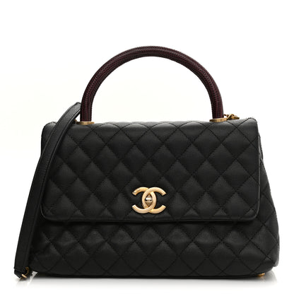 Chanel Caviar Lizard Embossed Quilted Small Coco Handle Flap Black 1 of 12