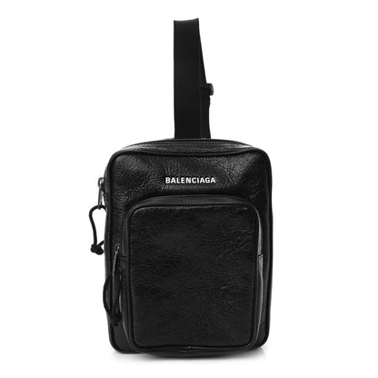 Balenciaga Agneau Logo Explorer Crossbody Messenger Bag Black 1 of 10