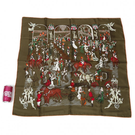 Silk Soiree De Gala Scarf 90 Kaki