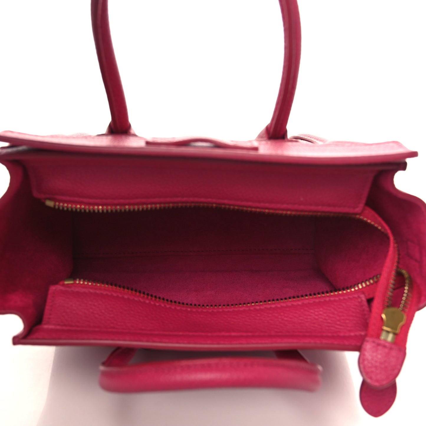 Drummed Calfskin Nano Luggage Fuchsia