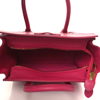 Celine Drummed Calfskin Nano Luggage Fuchsia 4 of 9