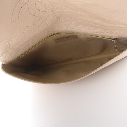 Chanel Crumpled Calfskin Coco Pleats Clutch Light Beige 5 of 7