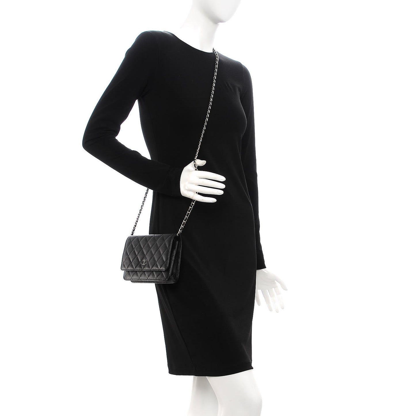 Caviar Quilted Wallet On Chain WOC Black