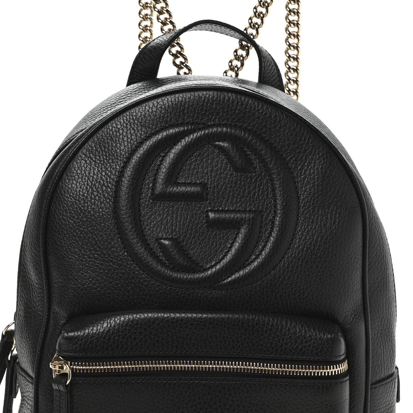 Pebbled Calfskin Soho Chain Backpack Black