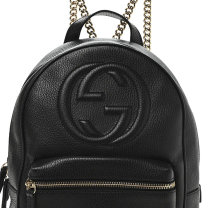 Gucci Pebbled Calfskin Soho Chain Backpack Black 8 of 10