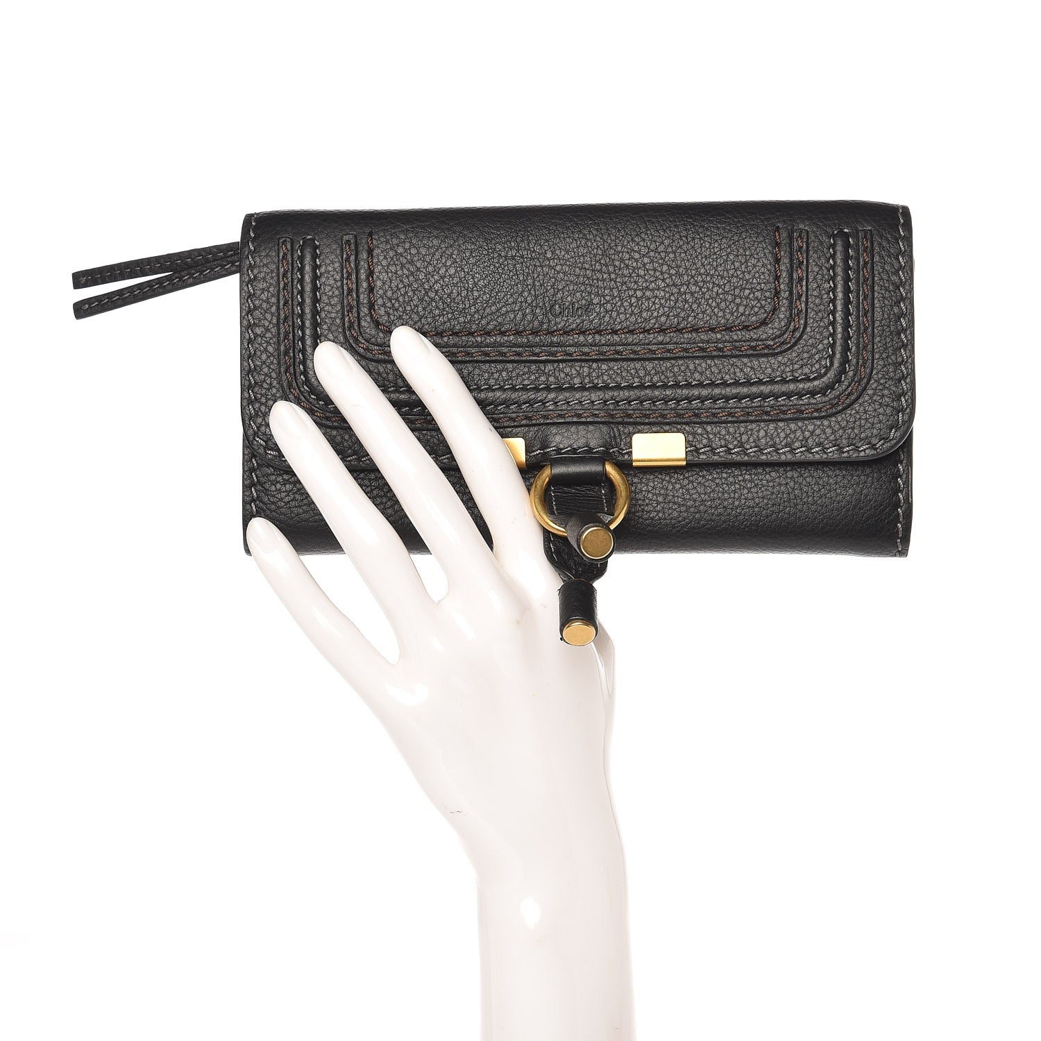 Chloe Calfskin Marcie Continental Flap Wallet Black 2 of 7