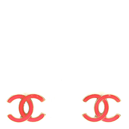 Chanel Metal Enamel CC Earrings Hot Pink 1 of 4