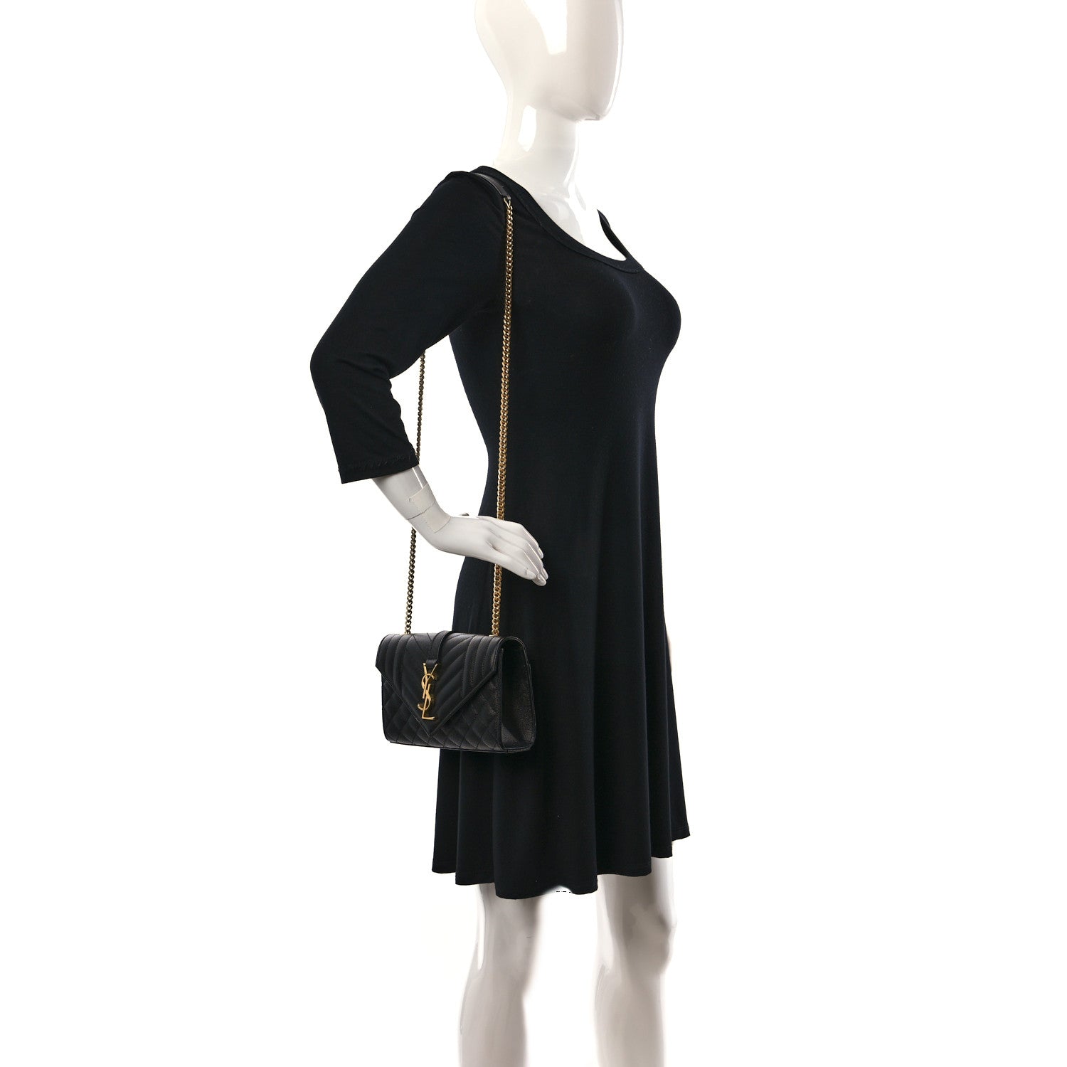 Saint Laurent Grain De Poudre Textured Mixed Matelasse Triquilt Small Monogram Satchel Black 2 of 9
