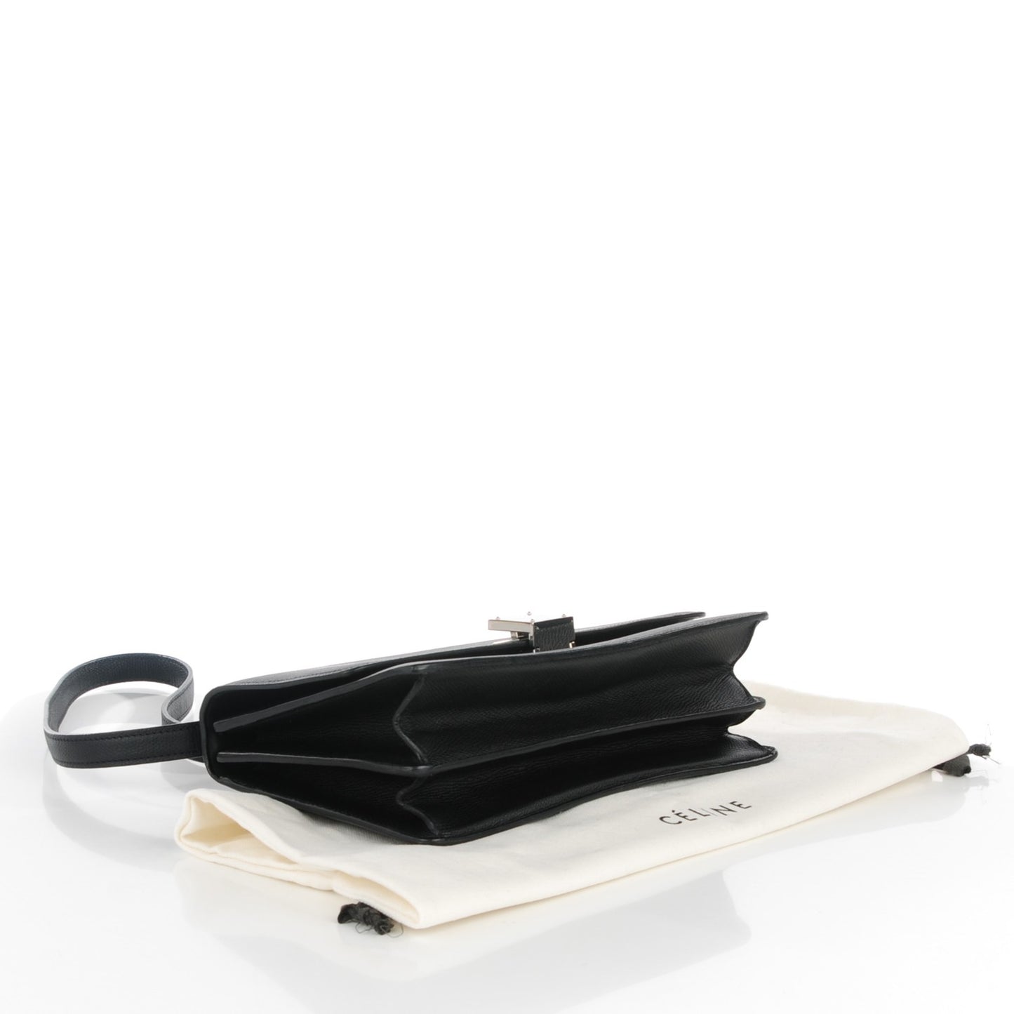 Grained Calfskin Small Case Bag Black