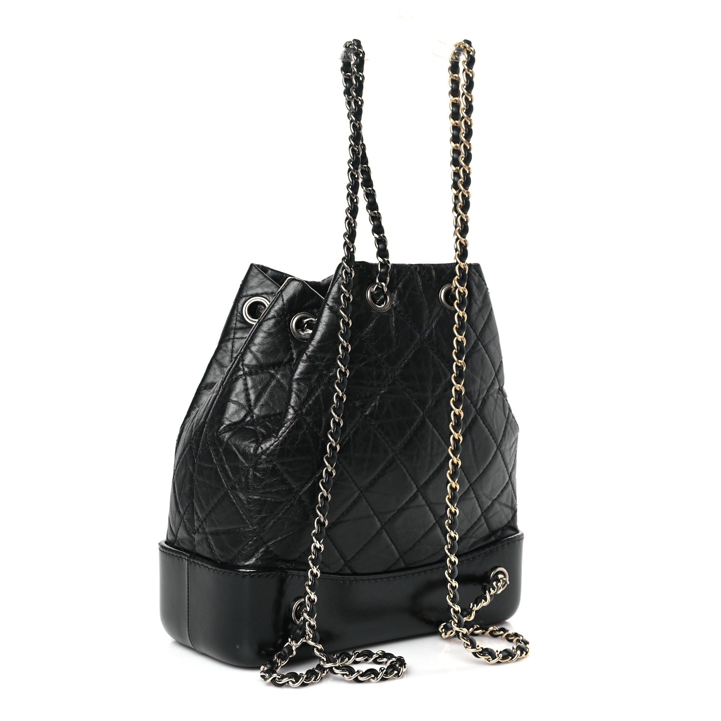 Aged Calfskin Quilted Small Gabrielle Backpack Black