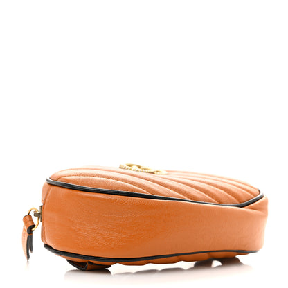 Gucci Vintage Effect Calfskin Matelasse Diagonal Torchon GG Marmont Belt Bag 65 25 Cognac 4 of 10