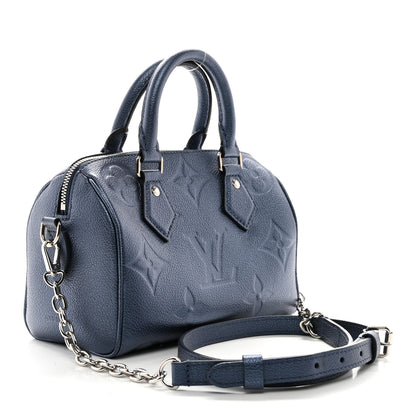 Louis Vuitton Metallic Empreinte Monogram Giant Speedy Bandouliere 20 Navy Nacre 3 of 9