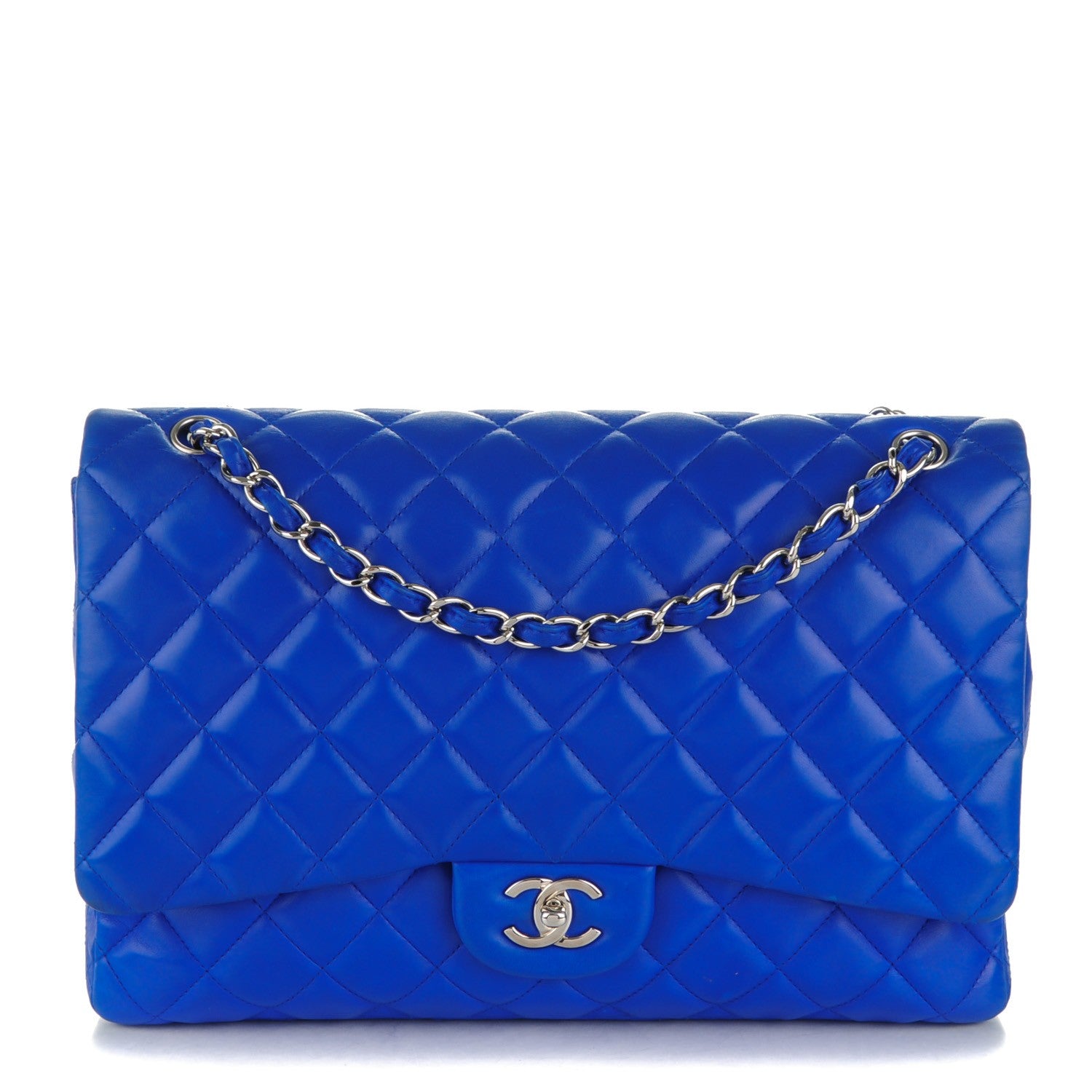 Chanel Lambskin Quilted Maxi Single Flap Blue 1 of 8