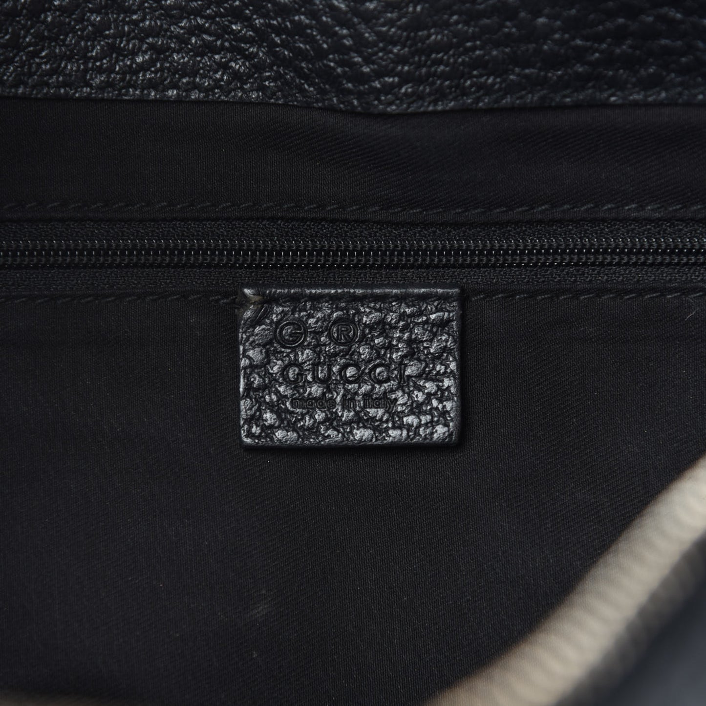 Calfskin Half Moon Bamboo Ring Hobo Black