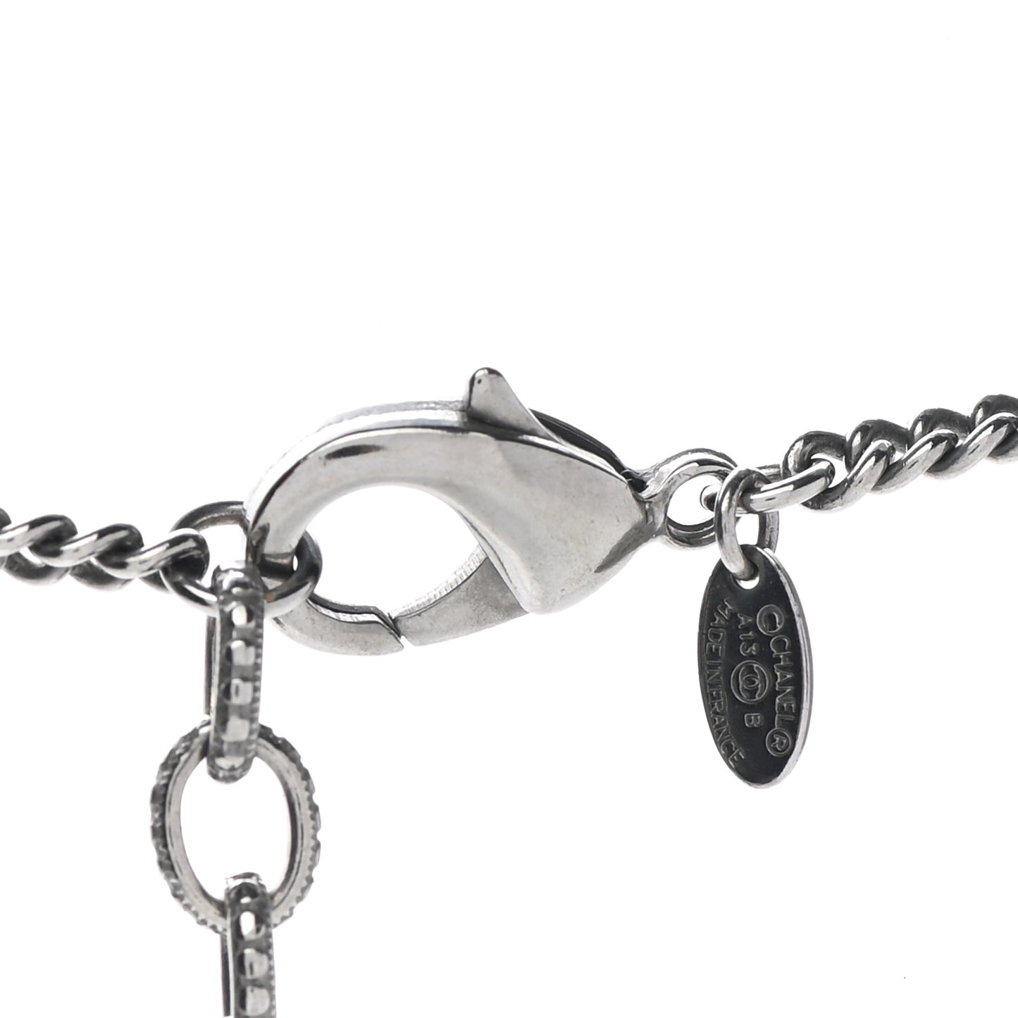 Pearl CC Pendant Necklace Silver