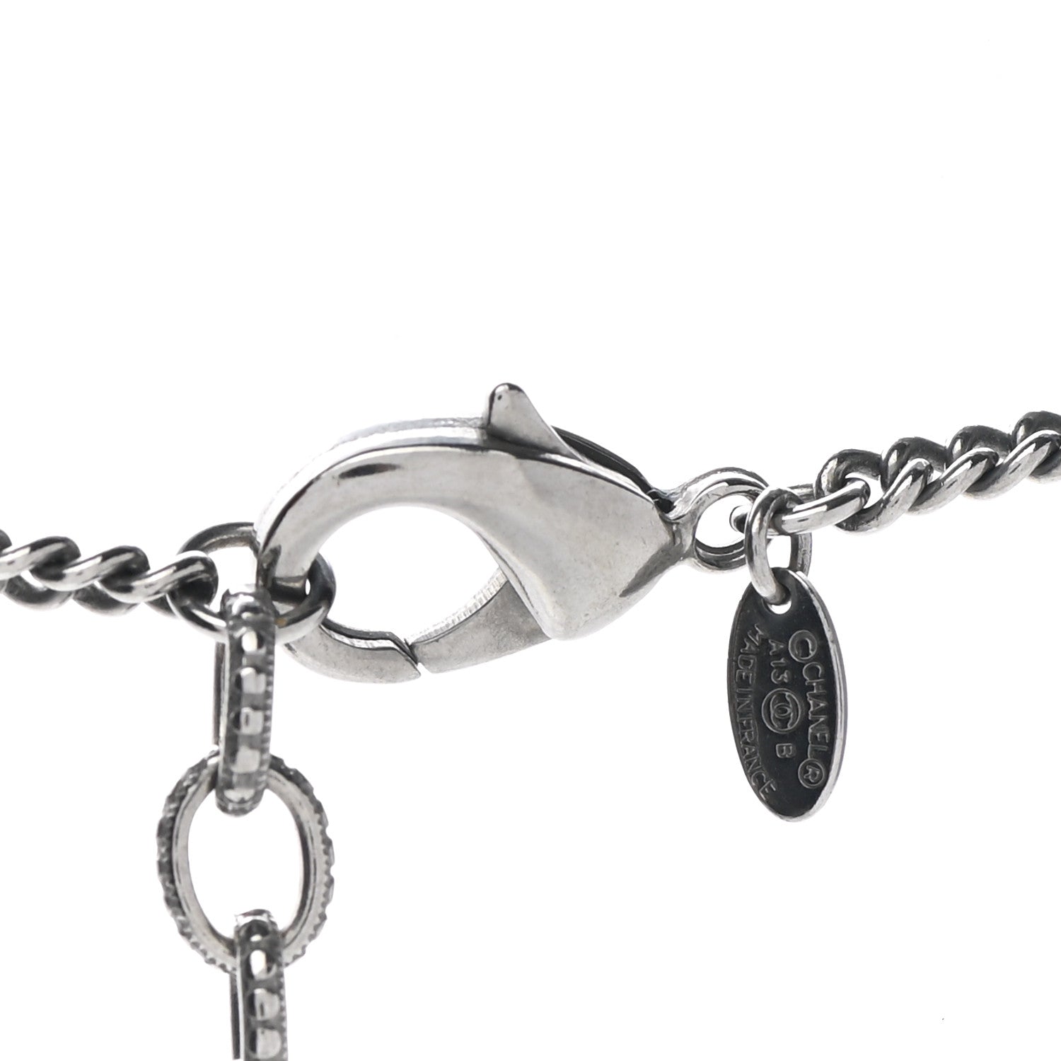 Chanel Pearl CC Pendant Necklace Silver 5 of 6