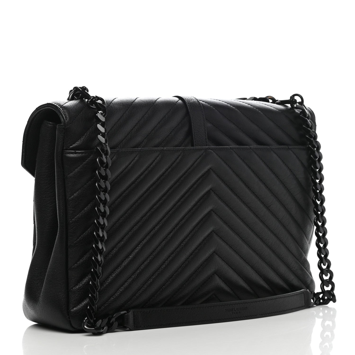 Saint Laurent Sheepskin Matelasse Chevron Monogram Monochrome Large College Satchel Black 2 of 13