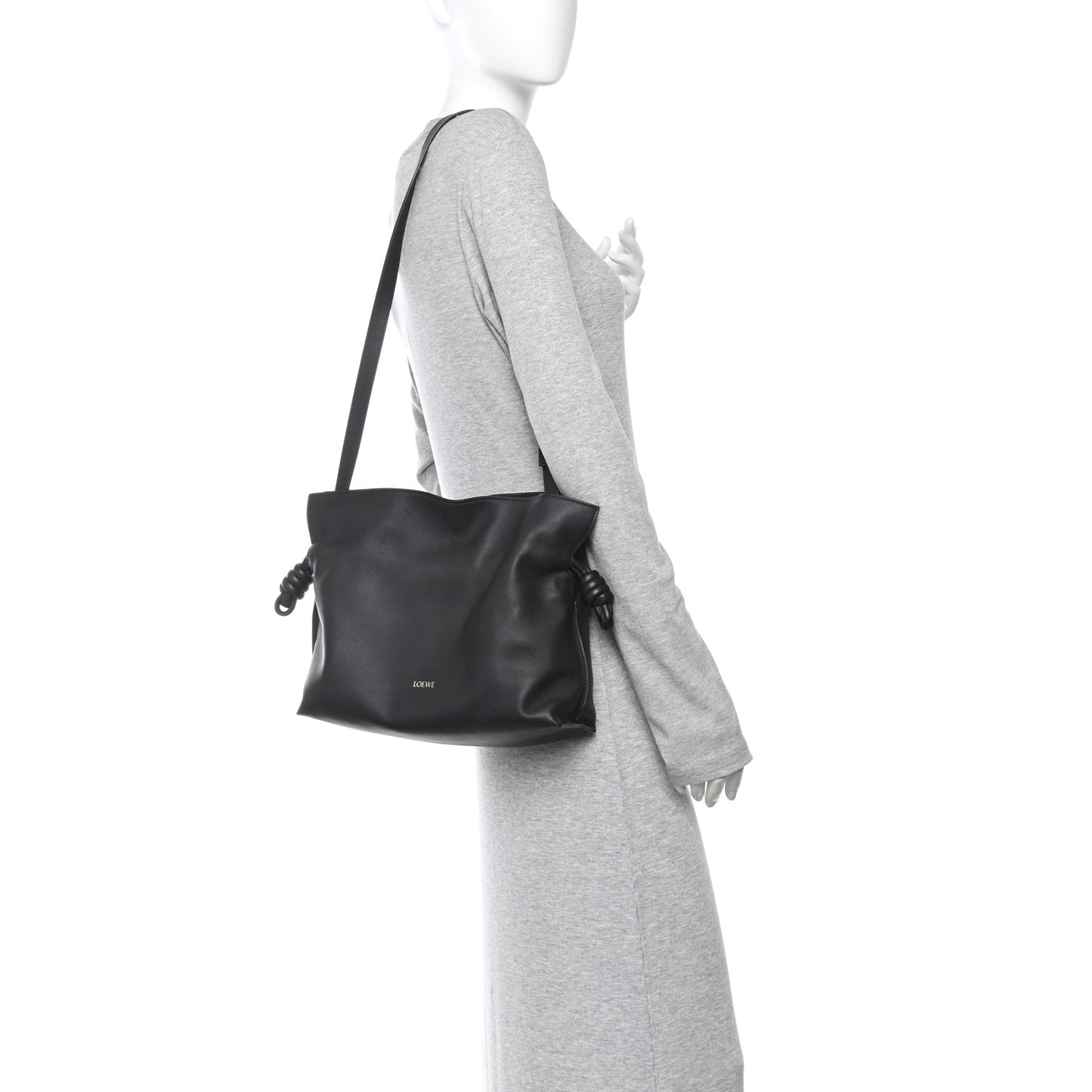 Nappa Calfskin Medium Flamenco Knot Clutch Black