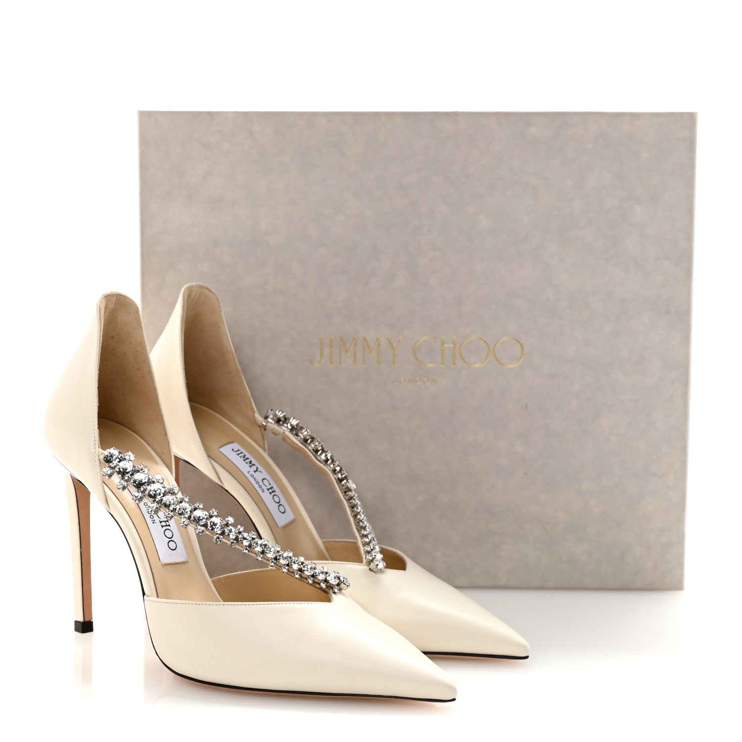 Jimmy Choo Crystal Ani Bee 100 Pumps 38.5 Latte 1850380 – FASHIONPHILE