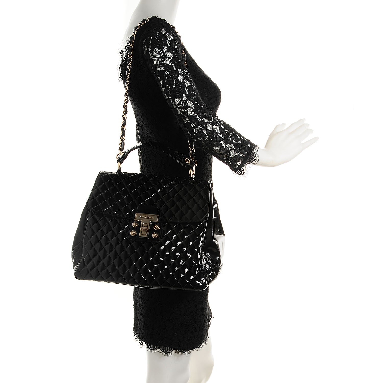 Chanel Glazed Calfskin Quilted Large Mademoiselle Flap Black 2 of 8
