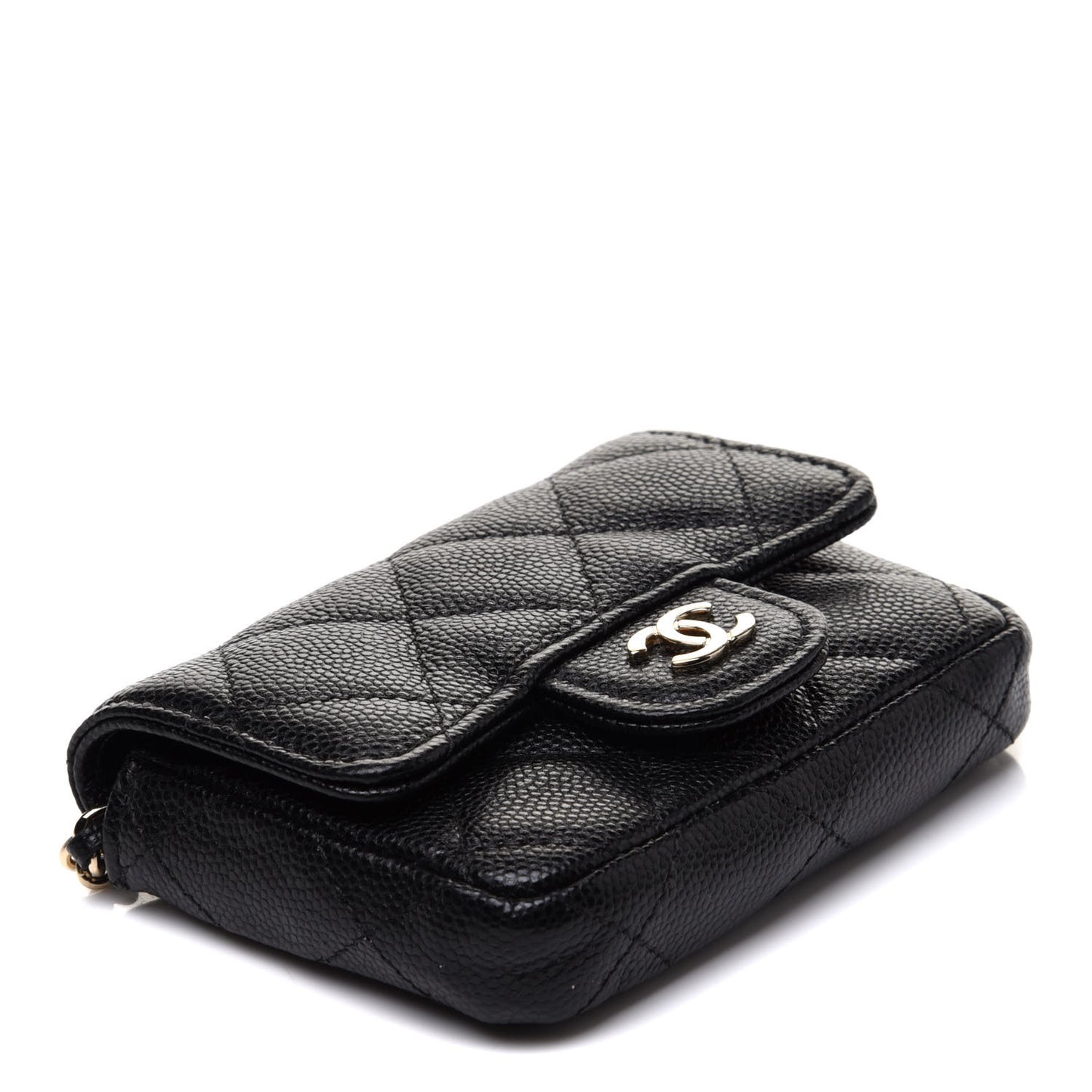 Caviar Quilted Mini Chain Belt Bag Black