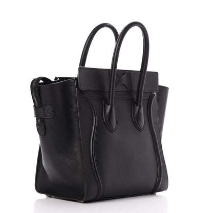 Celine Drummed Calfskin Mini Luggage Black 3 of 7