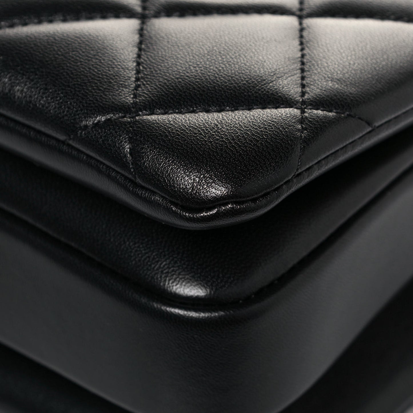 Lambskin Quilted Small Trendy CC Dual Handle Flap Bag Black