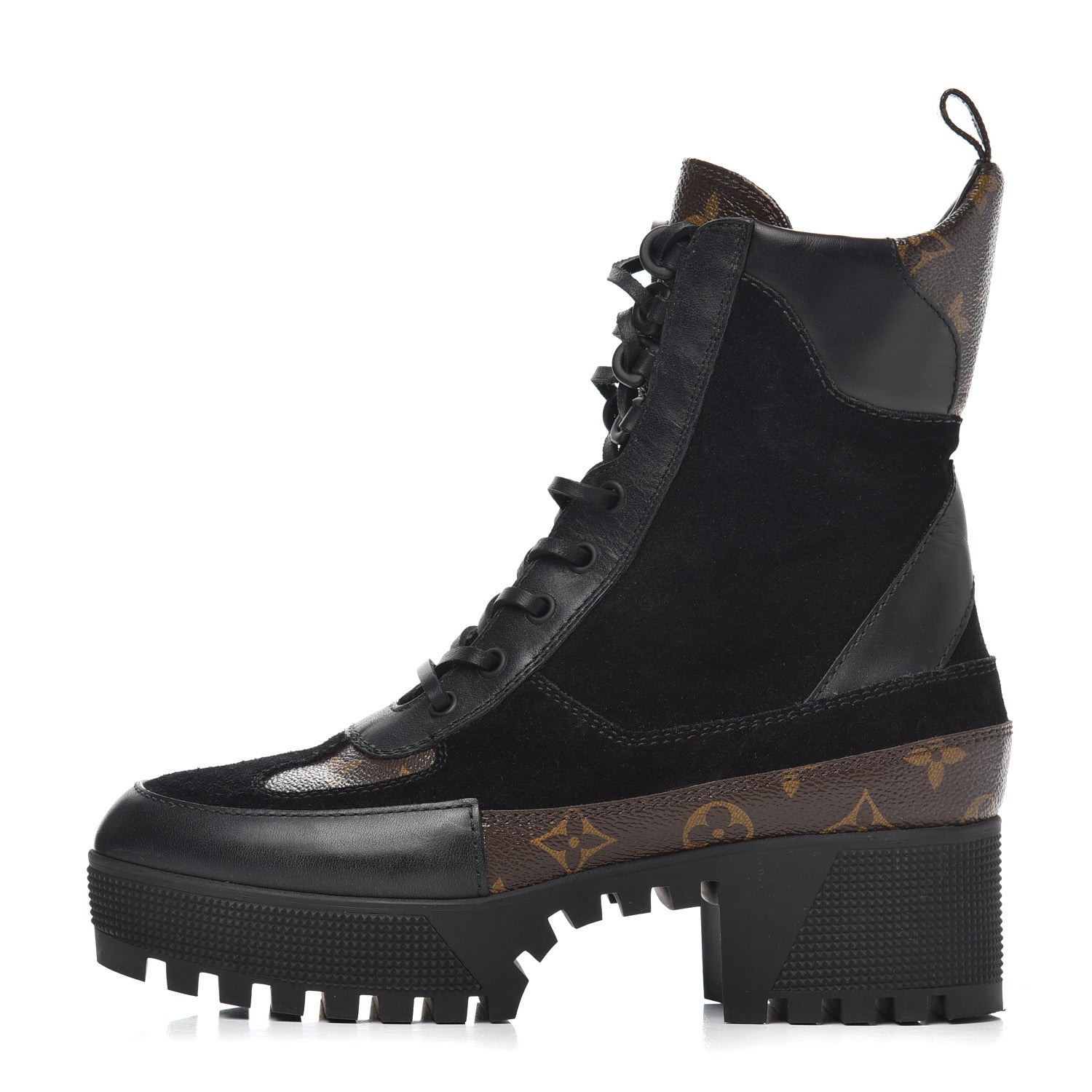 Louis Vuitton Suede Calfskin Monogram Laureate Platform Desert Boots 37.5 Black 1 of 15