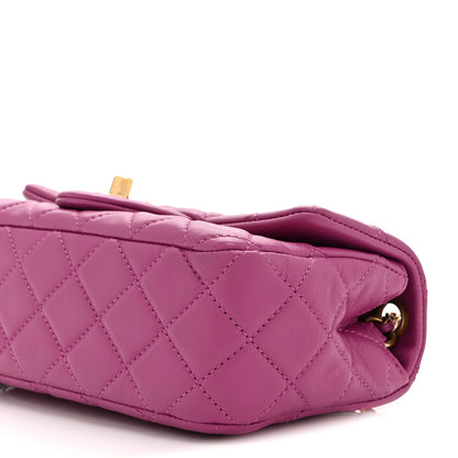 Chanel Lambskin Quilted Mini Rectangular Pearl Crush Flap Purple 10 of 10