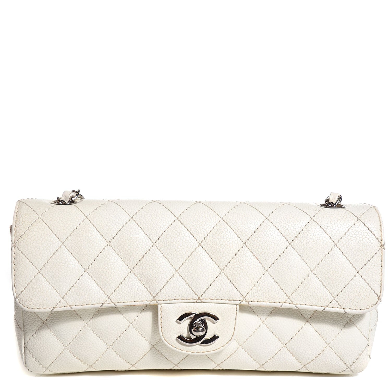 Chanel Caviar Quilted East West Flap White 1 of 9