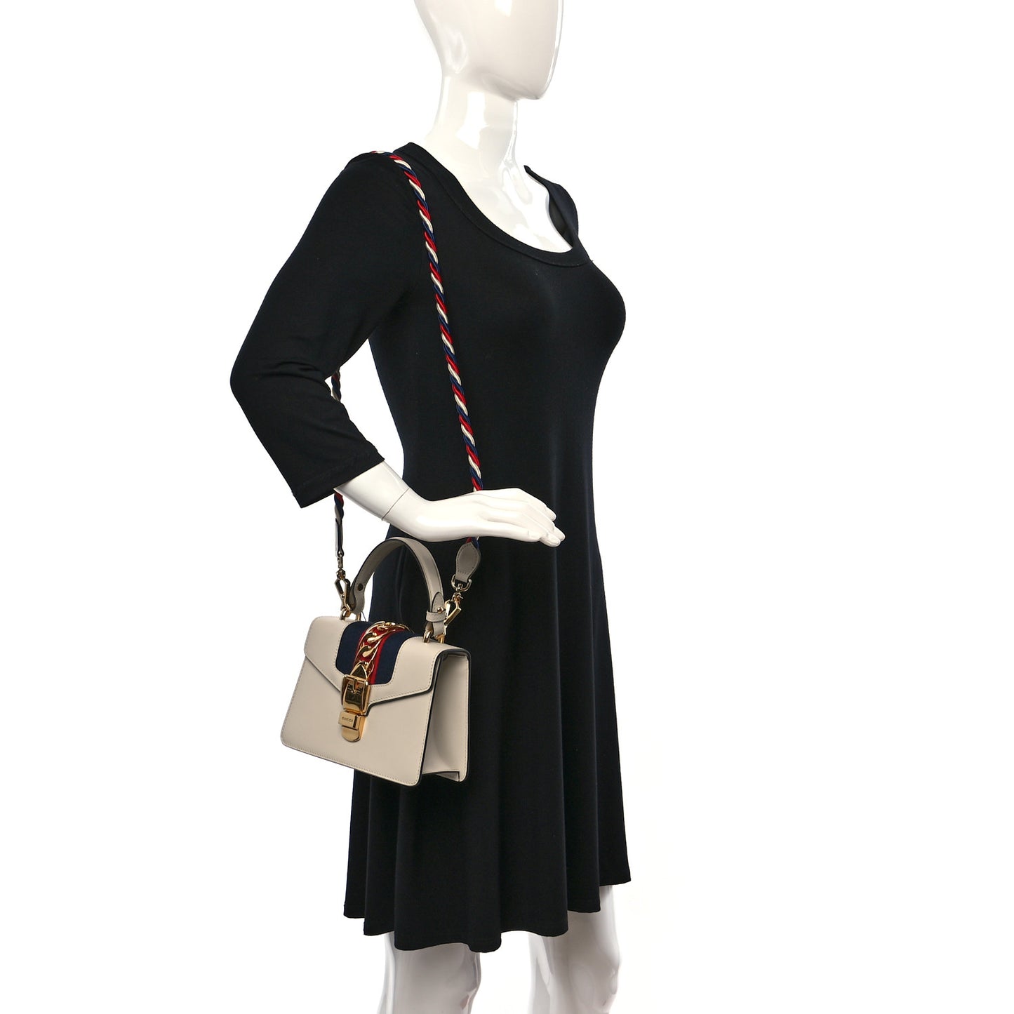 Calfskin Mini Sylvie Top Handle Bag White