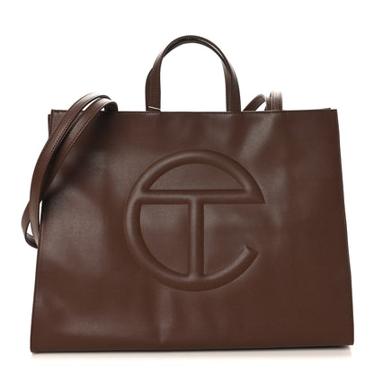 Telfar Vegan Leather Large Shopping Bag Chocolate 1 of 8