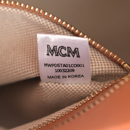MCM Visetos Nappa Mini Toni Top Zip Shopper Tote Cognac 7 of 10