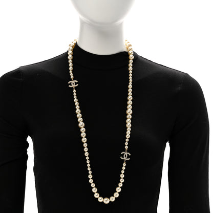 Chanel Graduated Pearl CC Long Necklace Light Gold 2 of 6