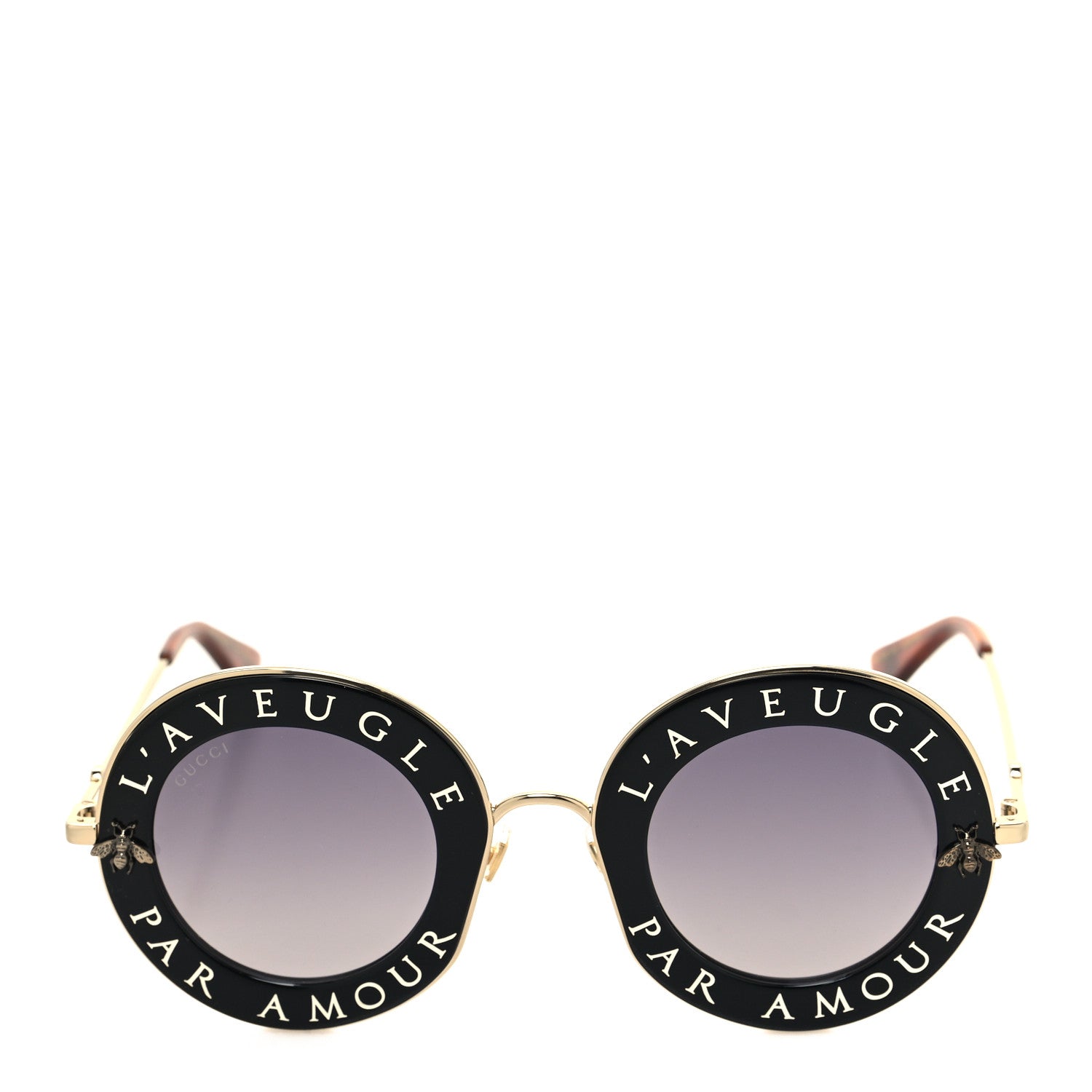 Gucci Metal L'Aveugle Par Amour Round Frame Sunglasses GG0113S Black 2 of 8